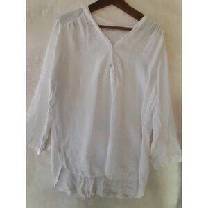 Rosemarine Italy Linen Beach Vacation Casual Button-Down Shirt Size Large White